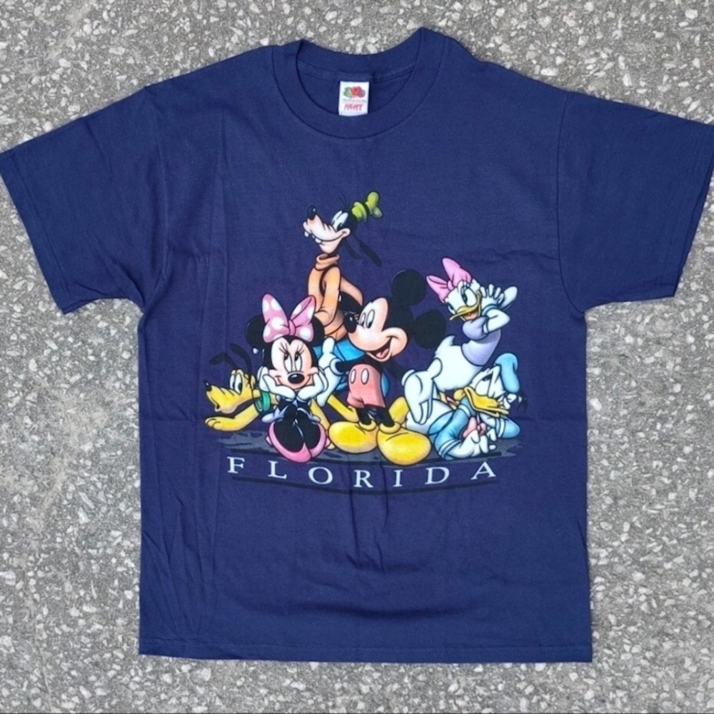 Vtg 2000s Disney Mickey Mouse and Friends Florida Print T-Shirt (L)